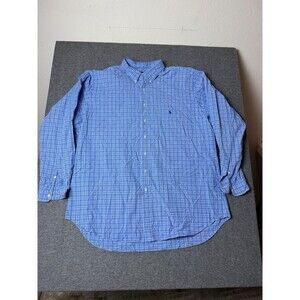 Polo Ralph Lauren Shirt Mens 3XLT Tall Blue Plaid Long Sleeve Blue Pony